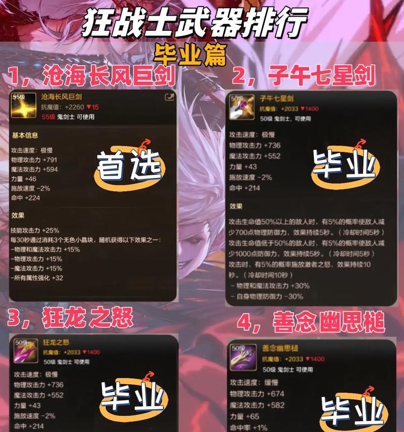 地下城起源狂战最佳武器选择是什么？如何选择合适的武器？